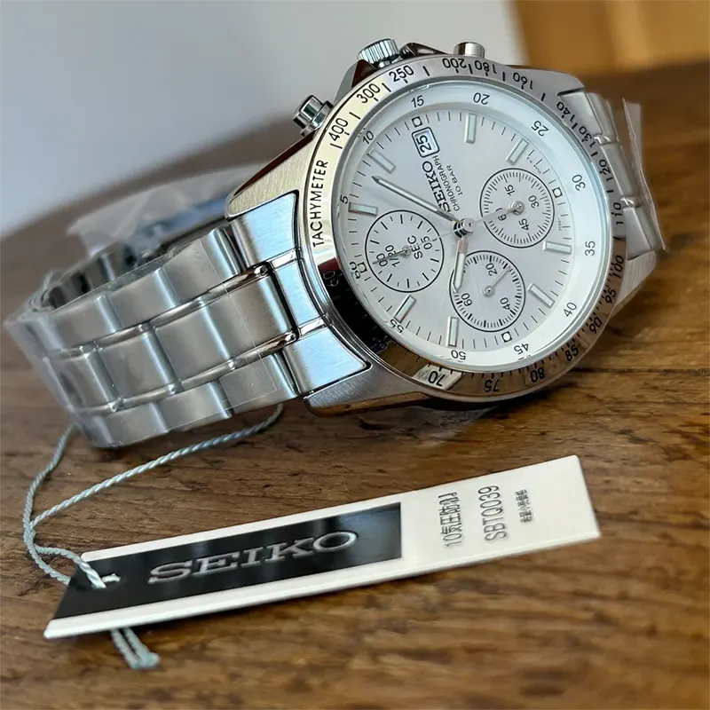Seiko Spirit Chronograph Sporty White Dial Men's Watch- SBTQ039